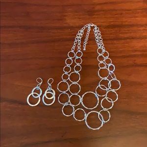 Silver necklace + earrings set